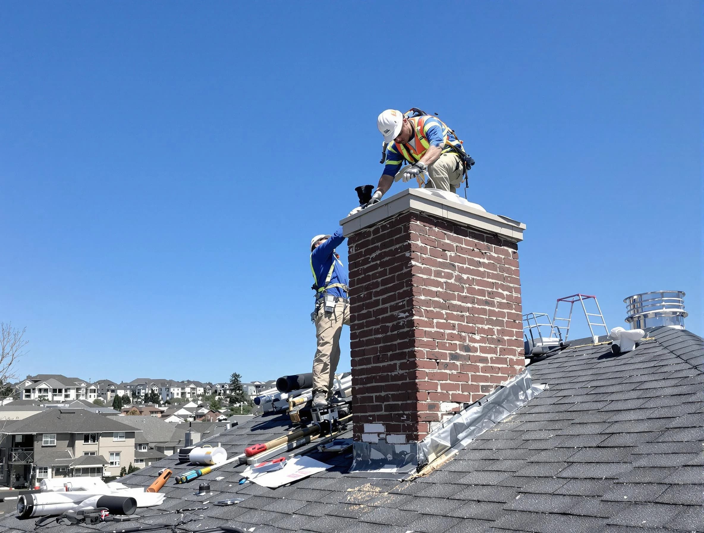 Tuckahoe Chimney Sweep repairing a chimney crown in Tuckahoe, VA