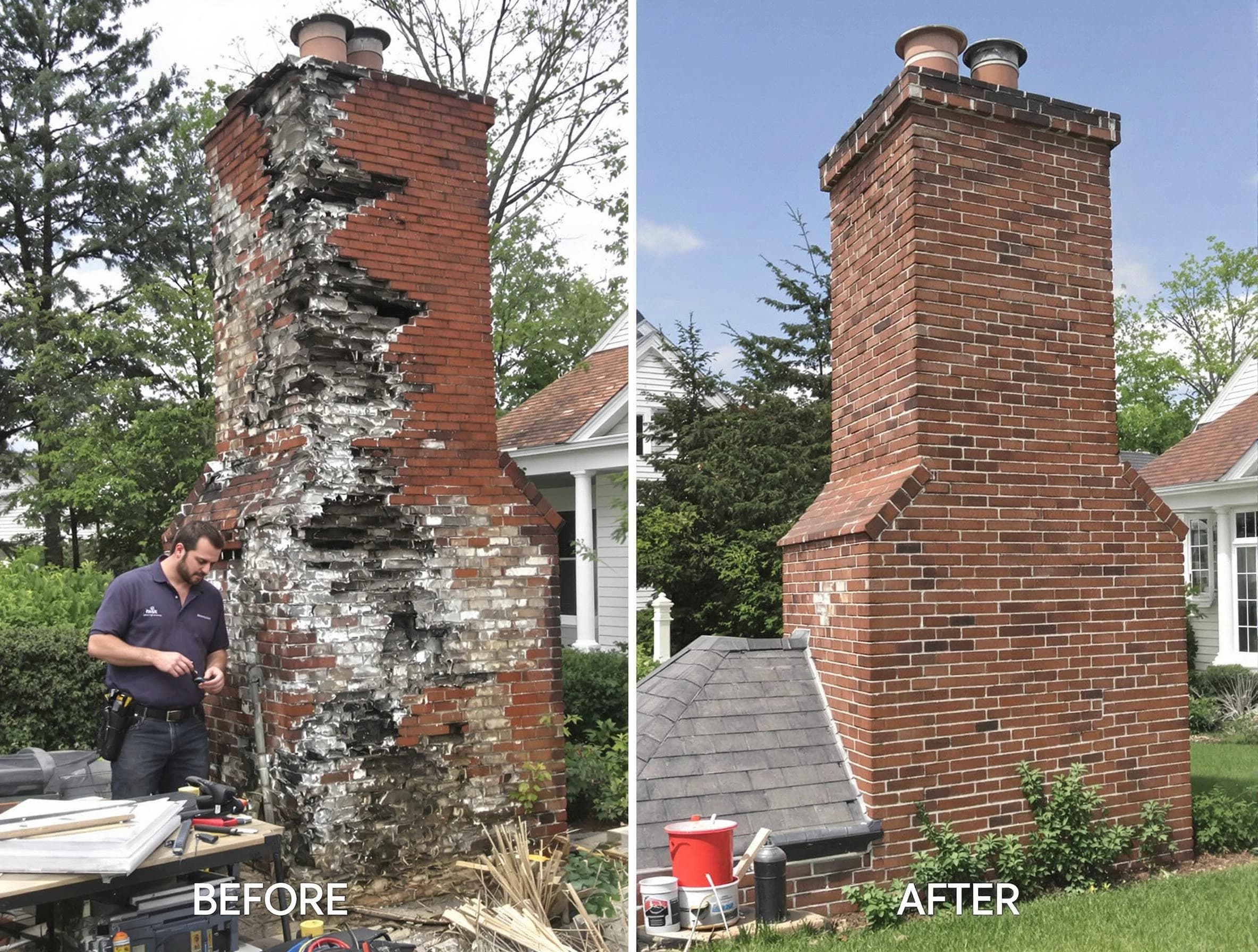 Tuckahoe Chimney Sweep performing a full chimney restoration in Tuckahoe, VA