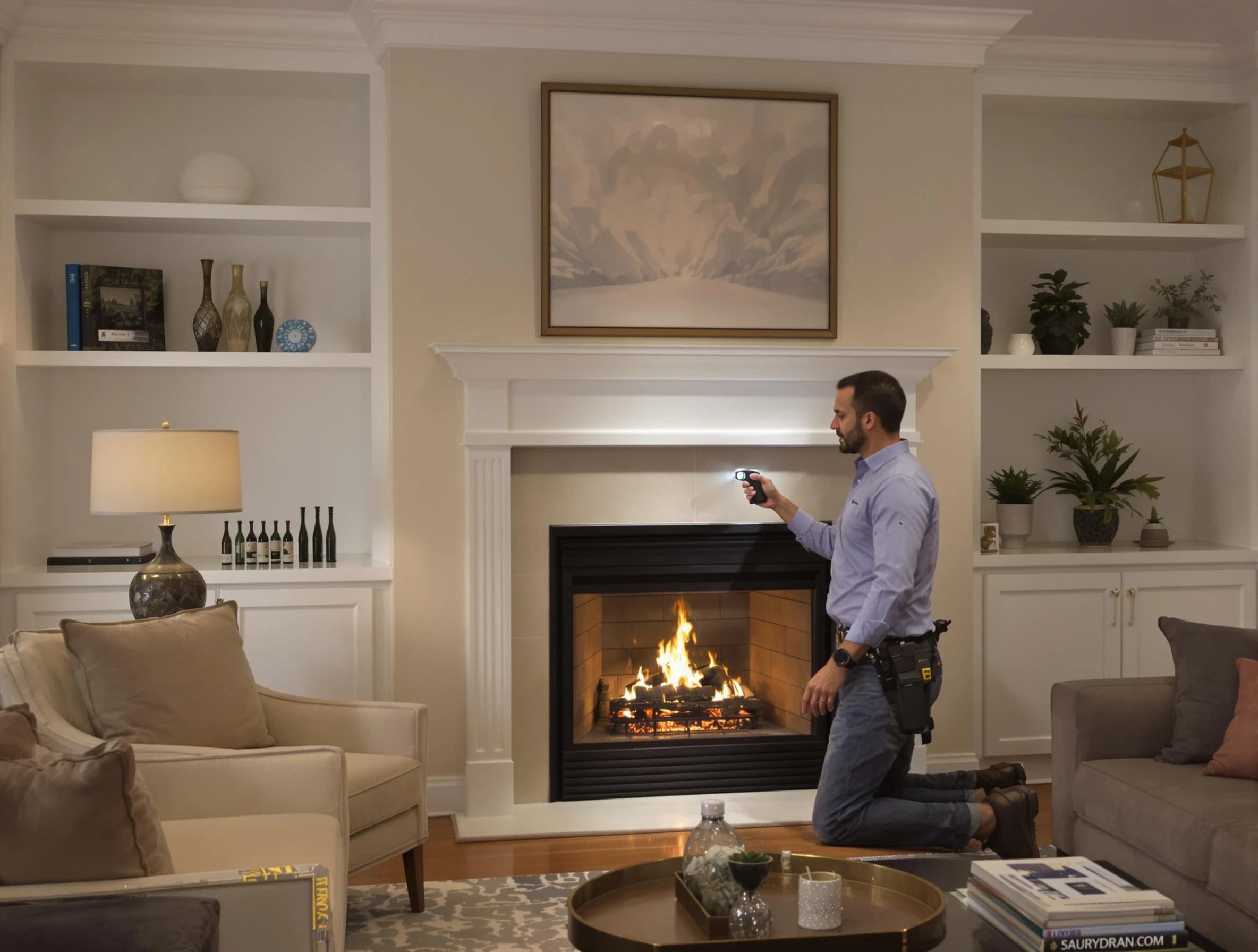 Tuckahoe Chimney Sweep conducting a fireplace safety inspection in Tuckahoe, VA