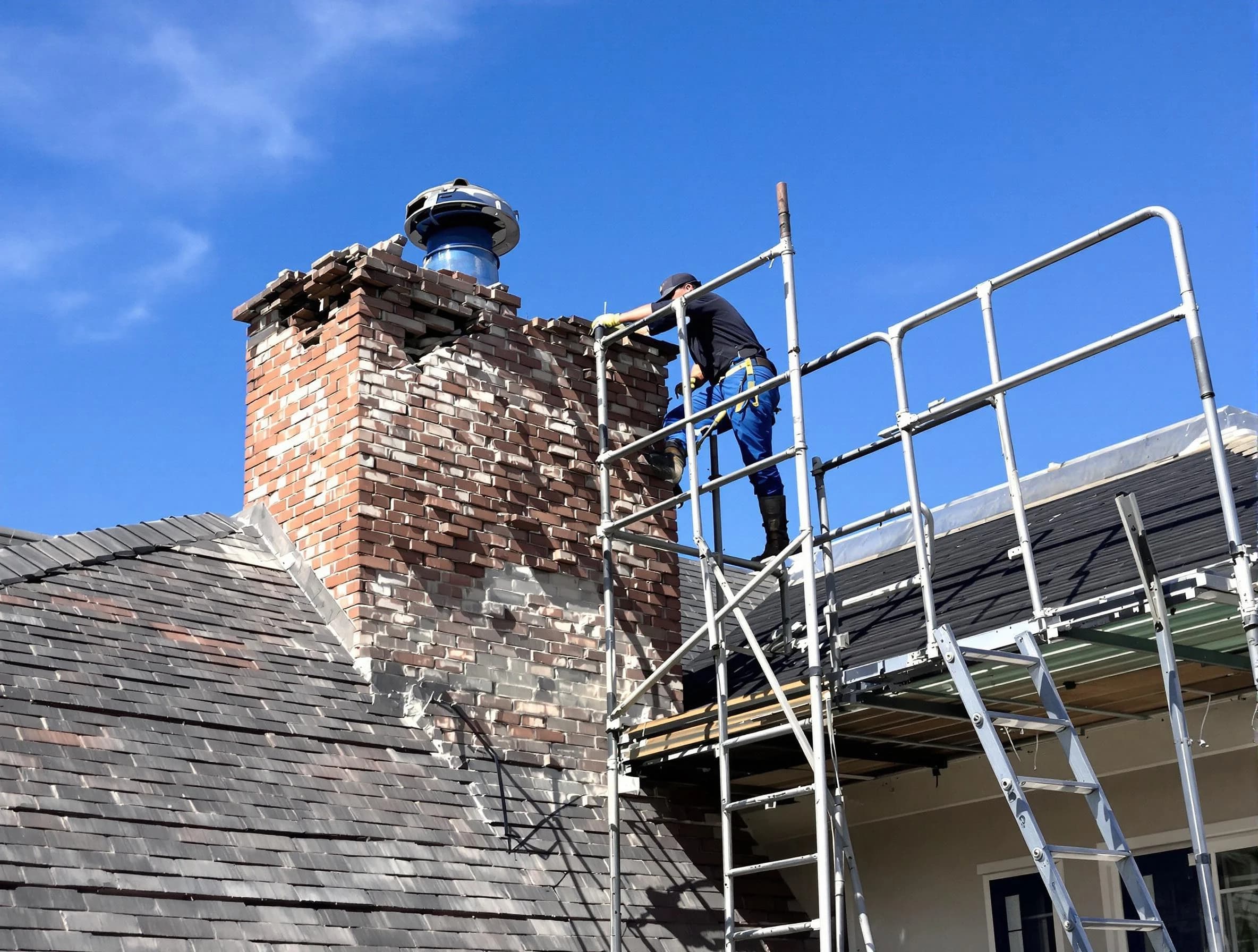 Rebuilding a chimney structure by Tuckahoe Chimney Sweep in Tuckahoe, VA