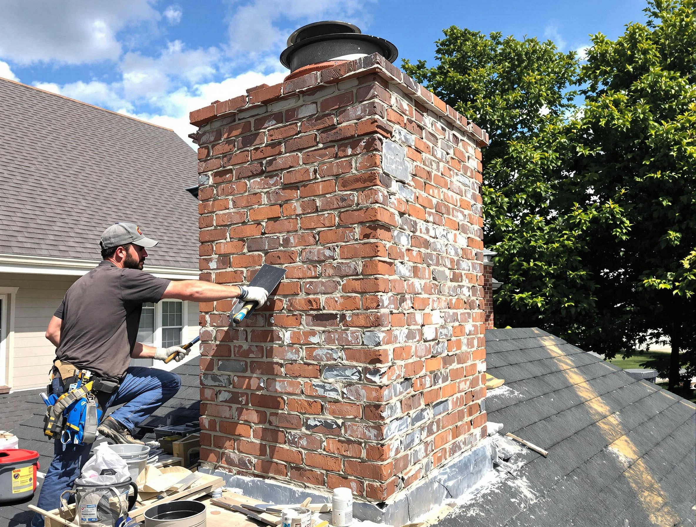 Completed chimney rebuild by Tuckahoe Chimney Sweep in Tuckahoe, VA