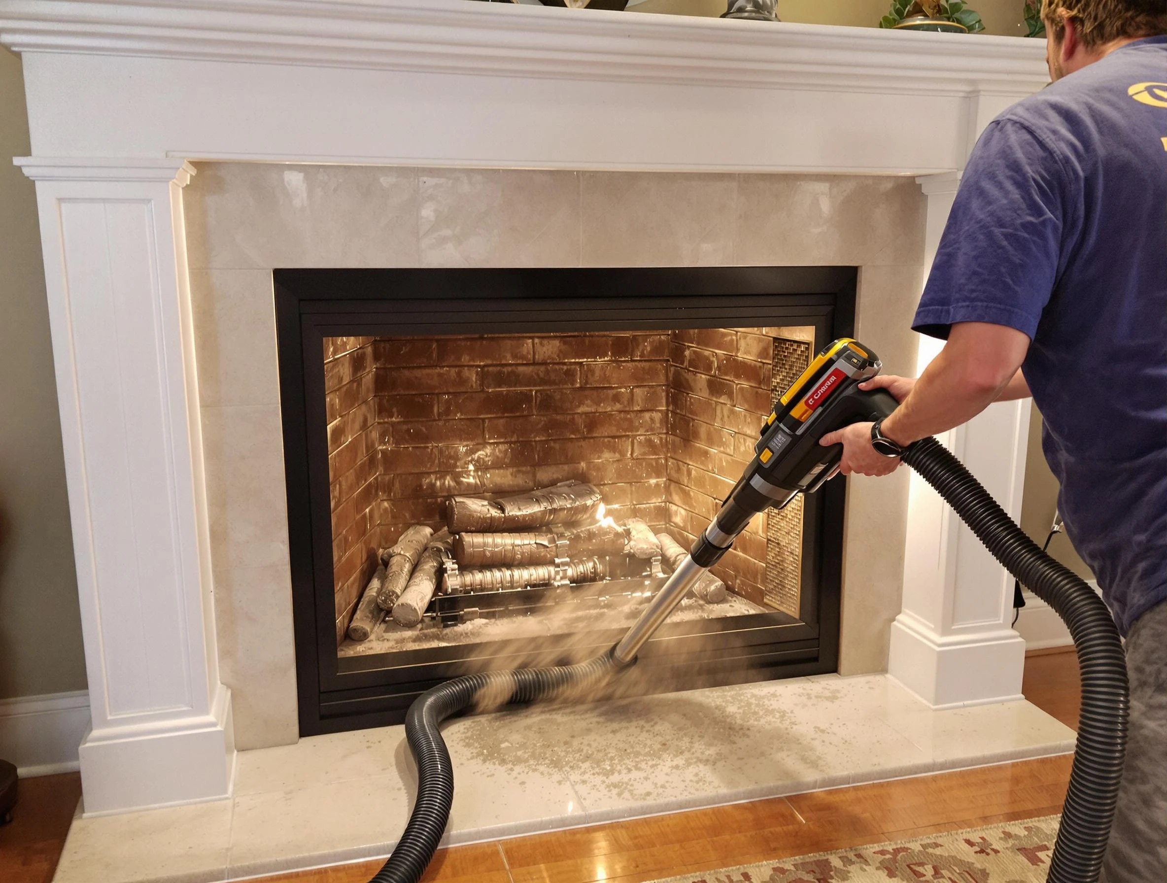 Fireplace cleaning performed by Tuckahoe Chimney Sweep in Tuckahoe, VA